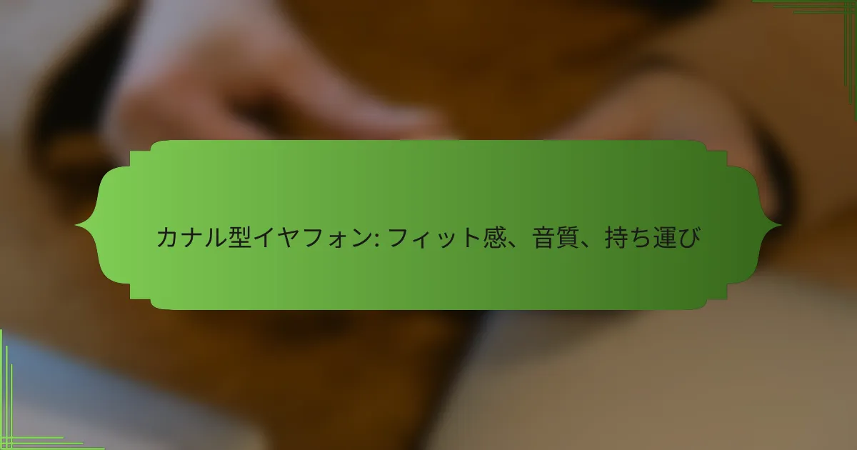 カナル型イヤフォン: フィット感、音質、持ち運び