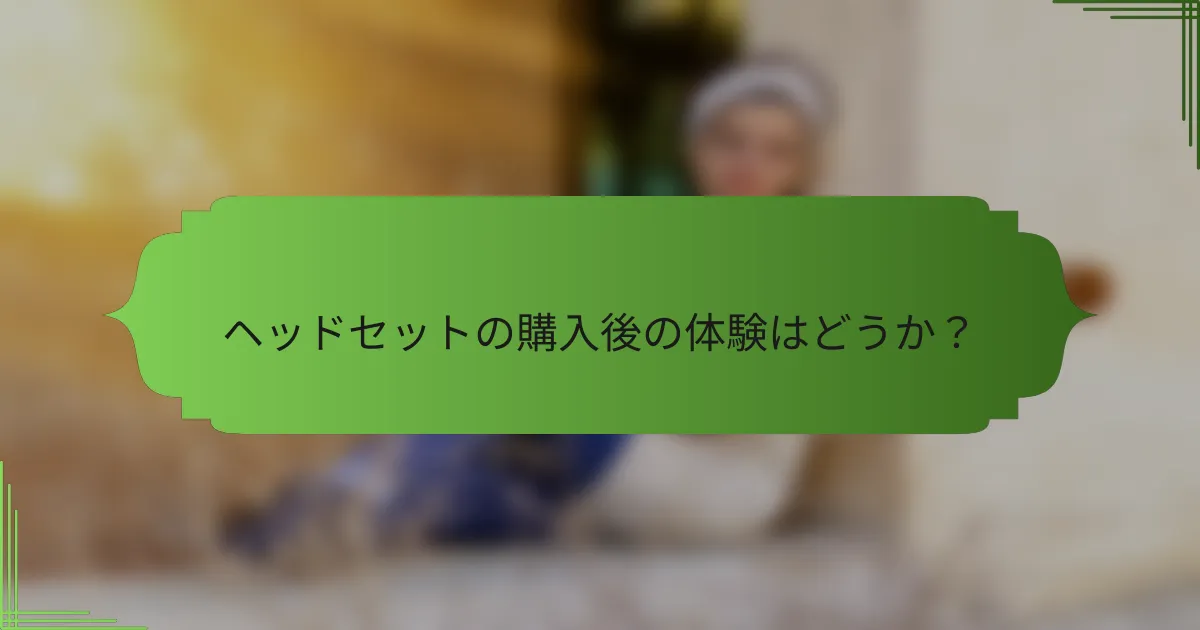 ヘッドセットの購入後の体験はどうか？
